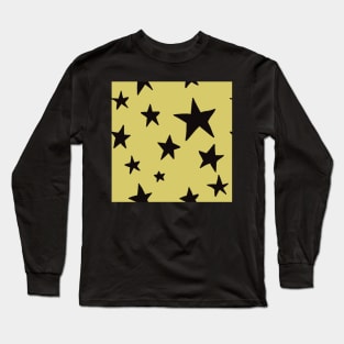 yellow black stars pattern stockholm style Long Sleeve T-Shirt